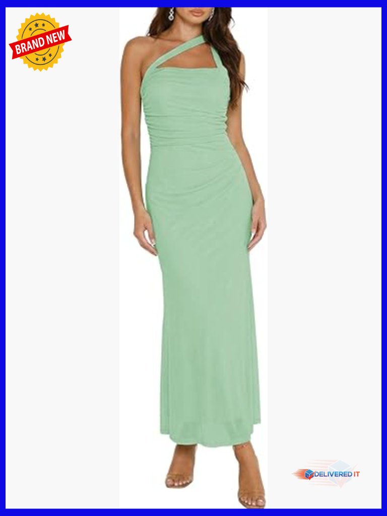 Sleeveless Bodycon Maxi Dress Halter Backless Ruched Cocktail Party Evening